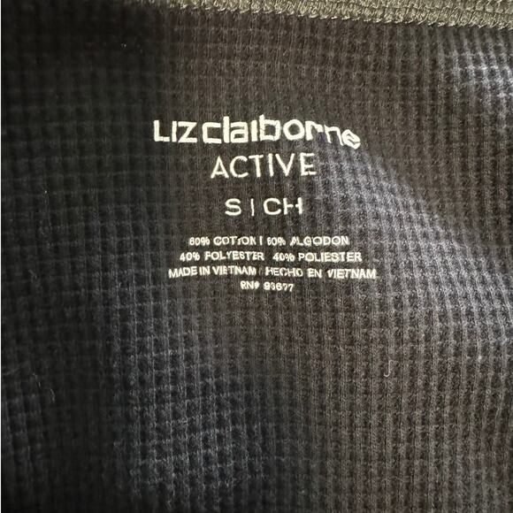 Liz Claiborne Active Black & Gray Snap Front Thermal Long Sleeve Shirt Small - Picture 9 of 9